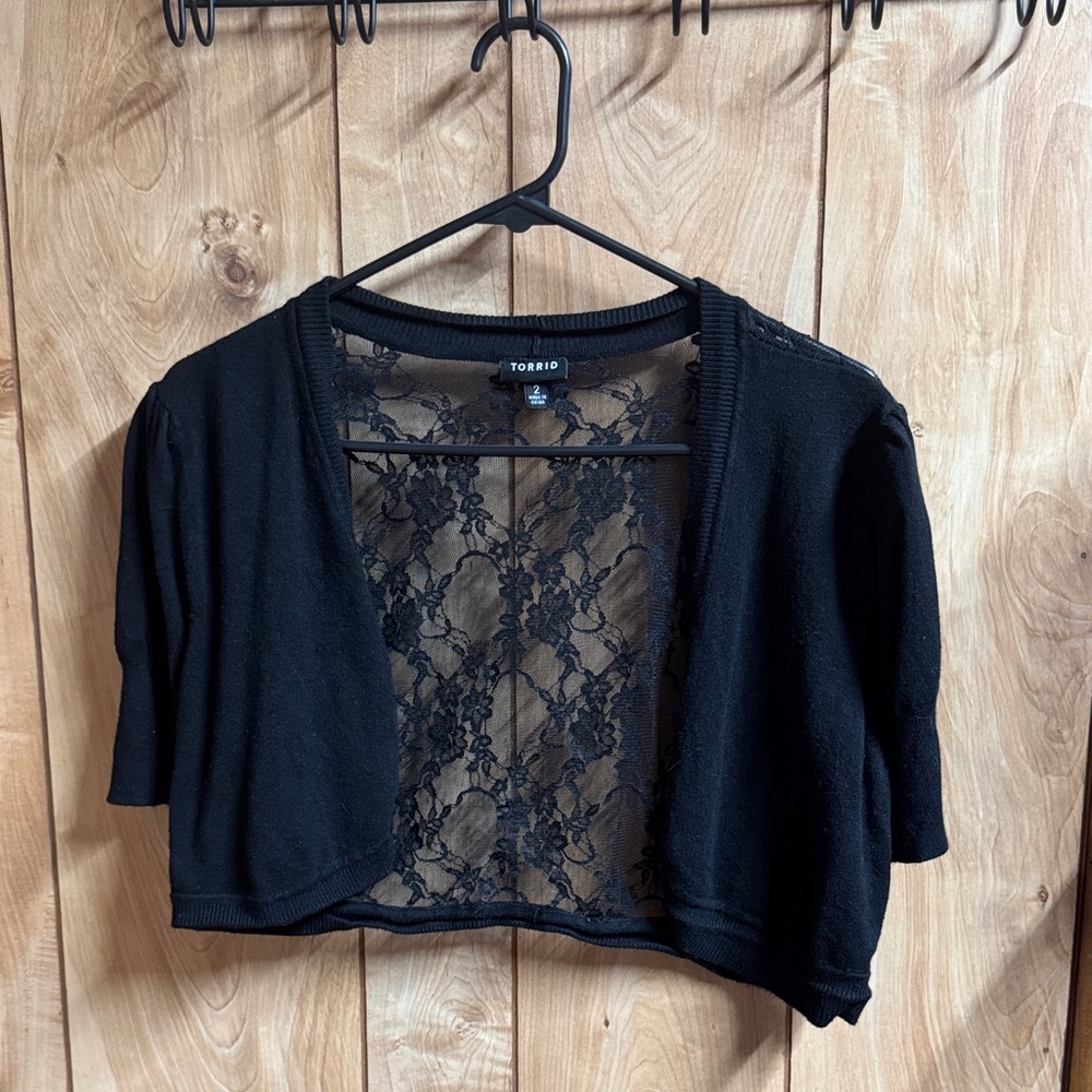 Torrid Black Lace Detail Cardigan